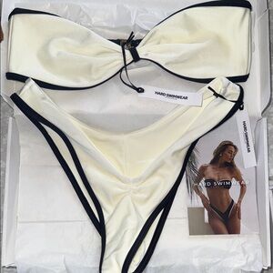 Hard Swimwear Bikini Set in Cream and Black